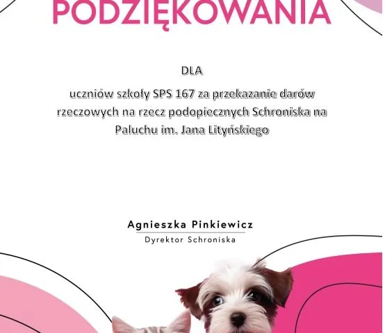Podziękowania dla naszych uczniów